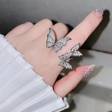 1pc Luxurious Cubic Zirconia Butterfly Decor Rings